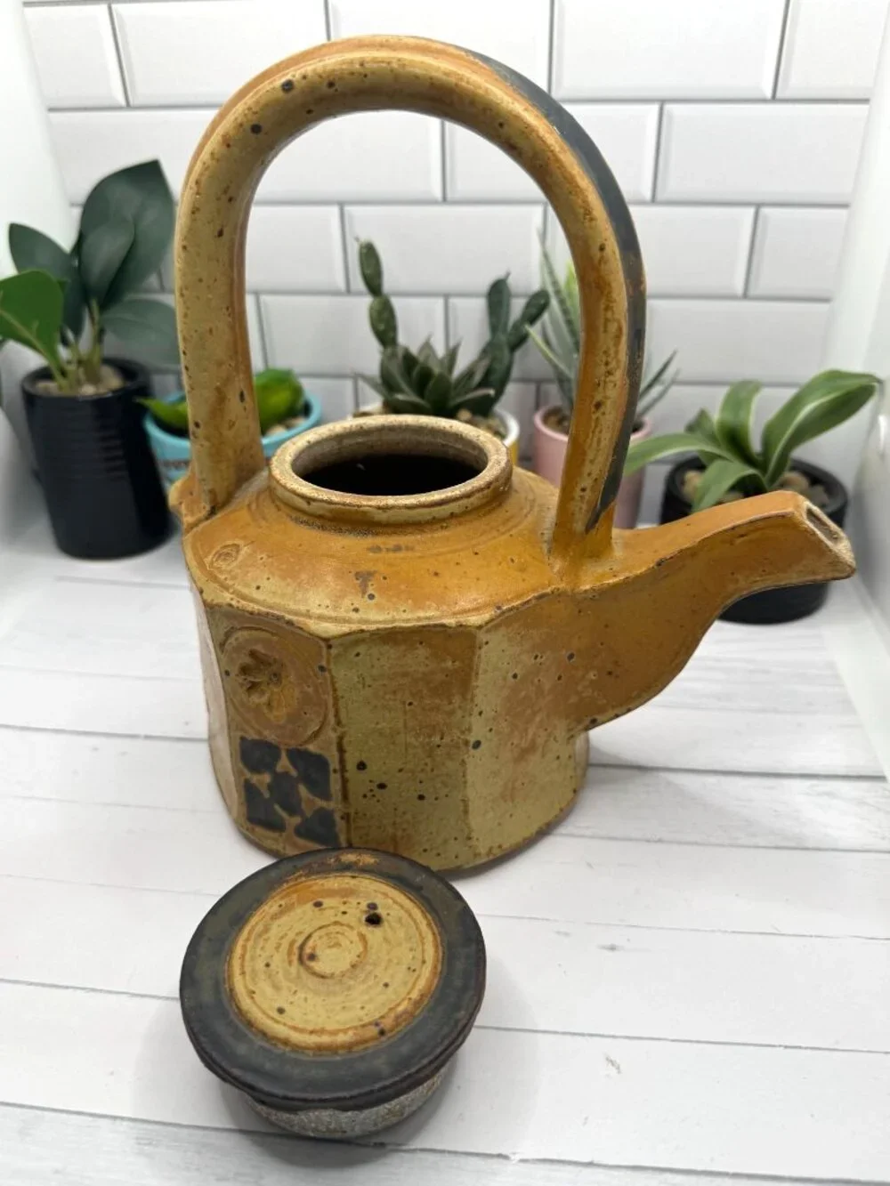 Palm Tree Pottery Stoneware Teapot With Lid By John Glick